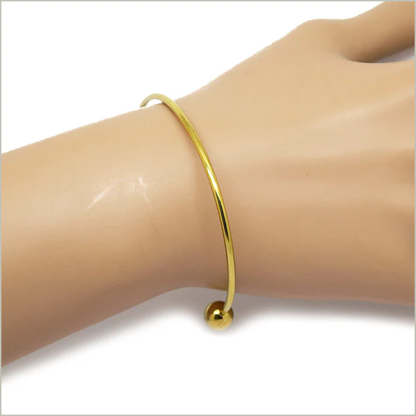 1 bracelet jonc torque ouvert en acier doré, largeur 2 mm – Image 2