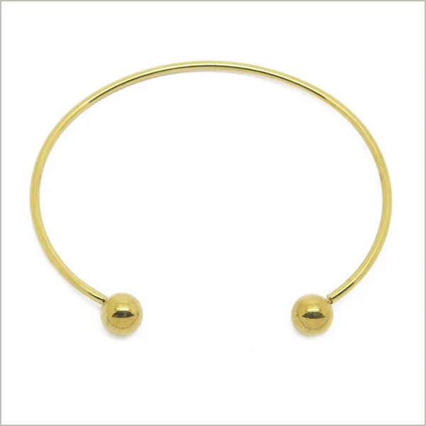 1 bracelet jonc torque ouvert en acier doré, largeur 2 mm
